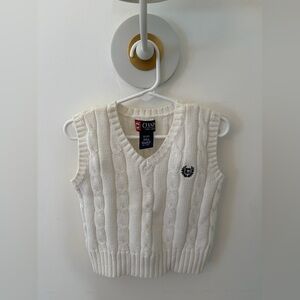 Chaps White Cable Knit V-Neck Sweater Vest 2T
